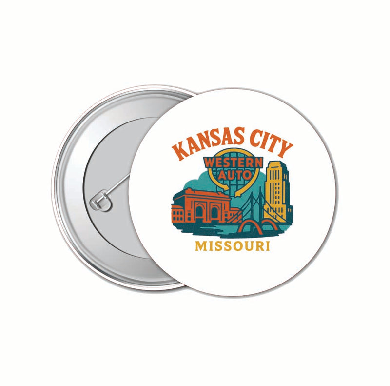 Kansas City Missouri Vintage Design Souvenir 4 Pack Set - Small Button Pin 1-Inch