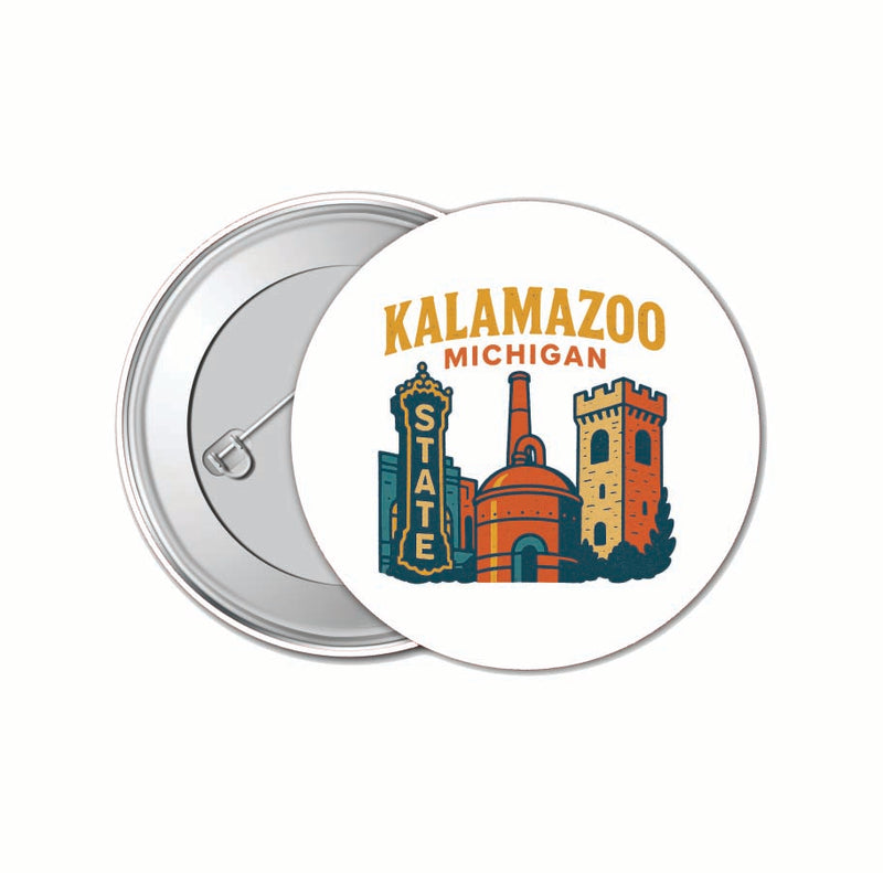 Kalamazoo Michigan Vintage Design Souvenir 4 Pack Set - Small Button Pin 1-Inch