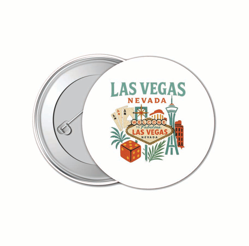 Las Vegas Nevada Vintage Design Souvenir 4 Pack Set - Small Button Pin 1-Inch