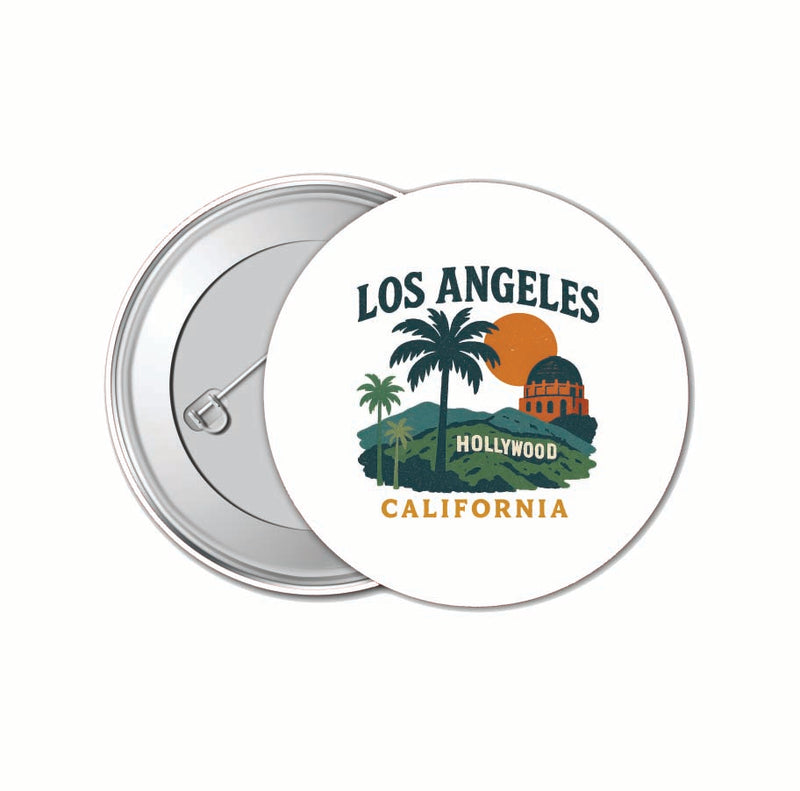 Los Angeles California Vintage Design Souvenir 4 Pack Set - Small Button Pin 1-Inch