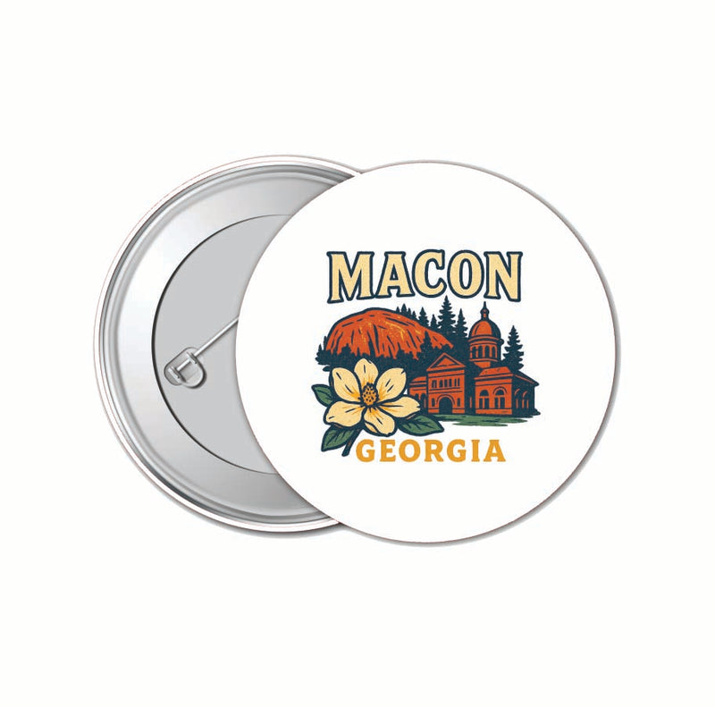 Macon Georgia Vintage Design Souvenir 4 Pack Set - Small Button Pin 1-Inch
