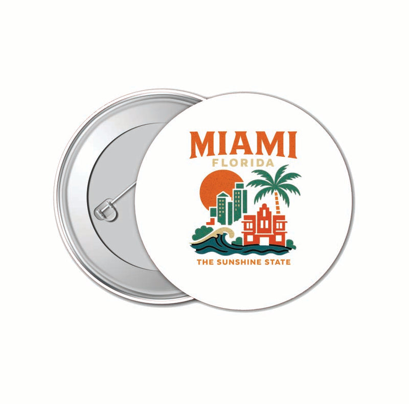 Miami Florida Vintage Design Souvenir 4 Pack Set - Small Button Pin 1-Inch