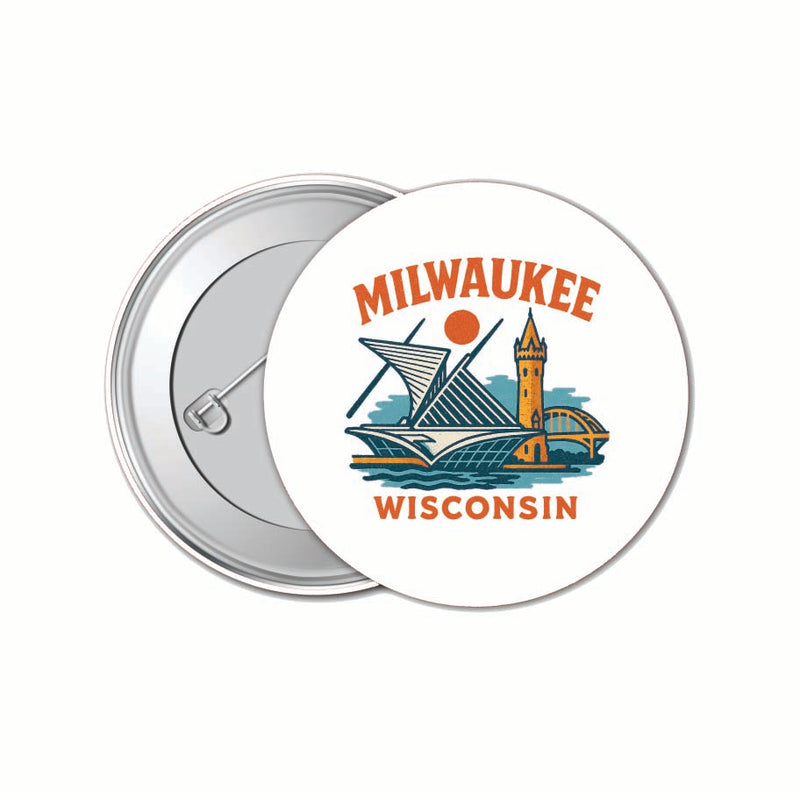 Milwaukee Wisconsin Vintage Design Souvenir 4 Pack Set - Small Button Pin 1-Inch