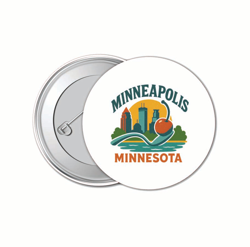 Minneapolis Minnesota Vintage Design Souvenir 4 Pack Set - Small Button Pin 1-Inch