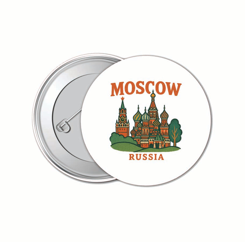 Moscow Russia Vintage Design Souvenir 4 Pack Set - Small Button Pin 1-Inch