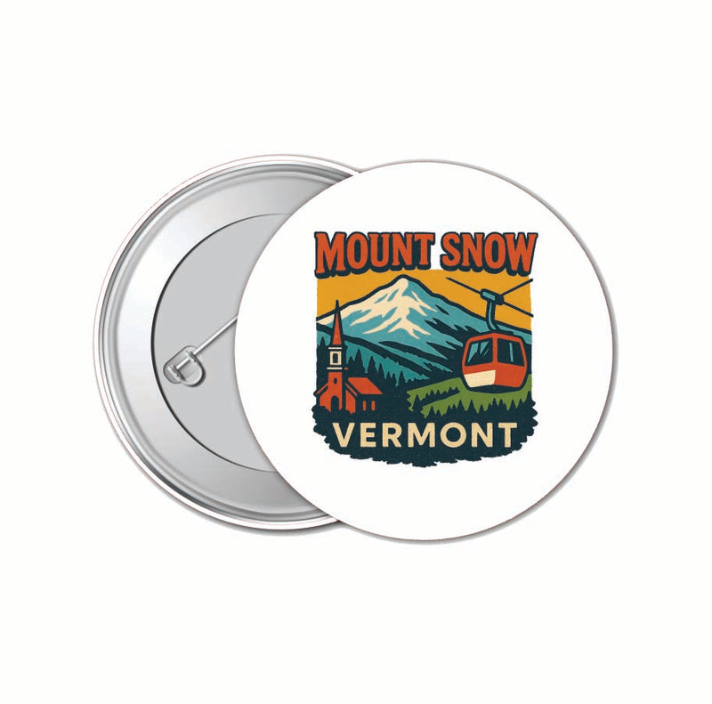 Mount Snow Vermont Vintage Design Souvenir 4 Pack Set - Small Button Pin 1-Inch