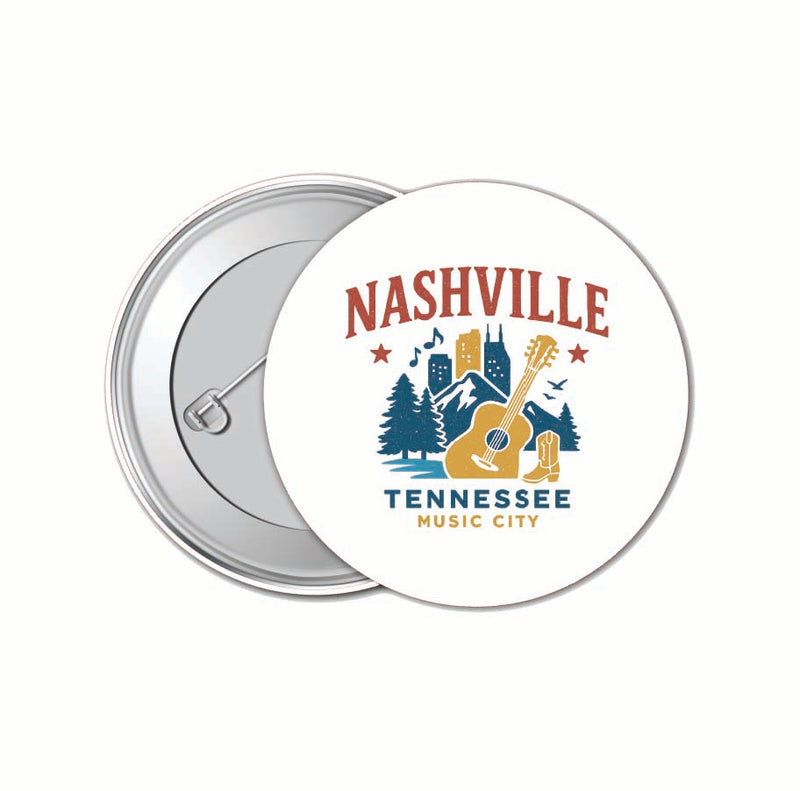 Nashville Tennessee Vintage Design Souvenir 4 Pack Set - Small Button Pin 1-Inch