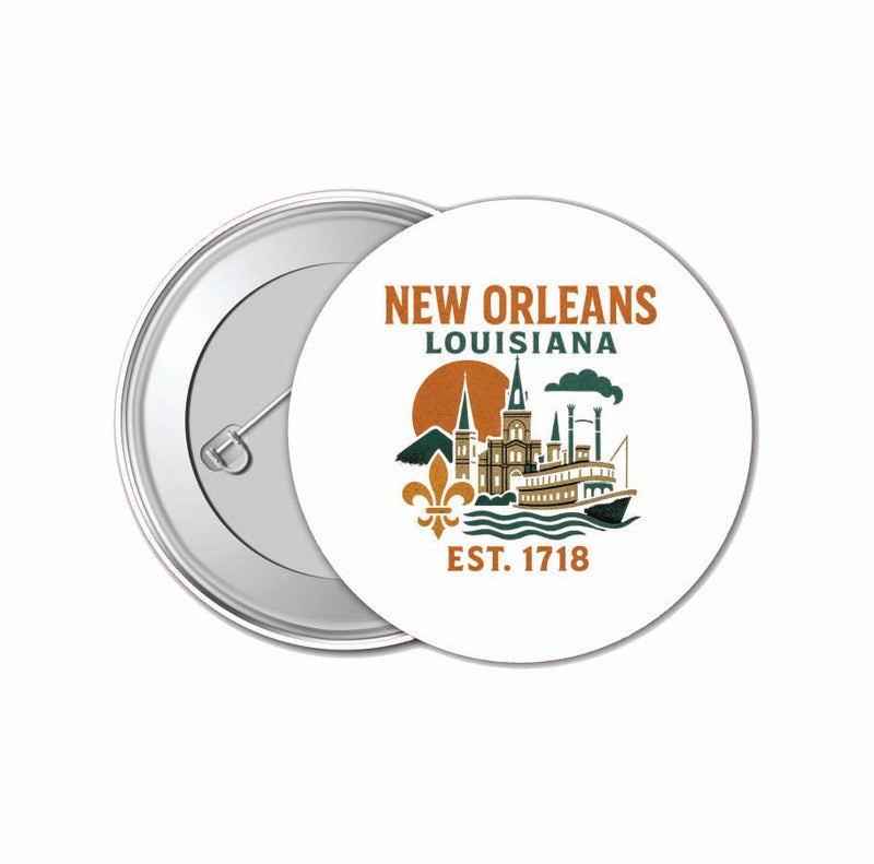 New Orleans Louisiana Vintage Design Souvenir 4 Pack Set - Small Button Pin 1-Inch