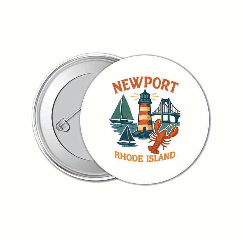 Newport Rhode Island Vintage Design Souvenir 4 Pack Set - Small Button Pin 1-Inch