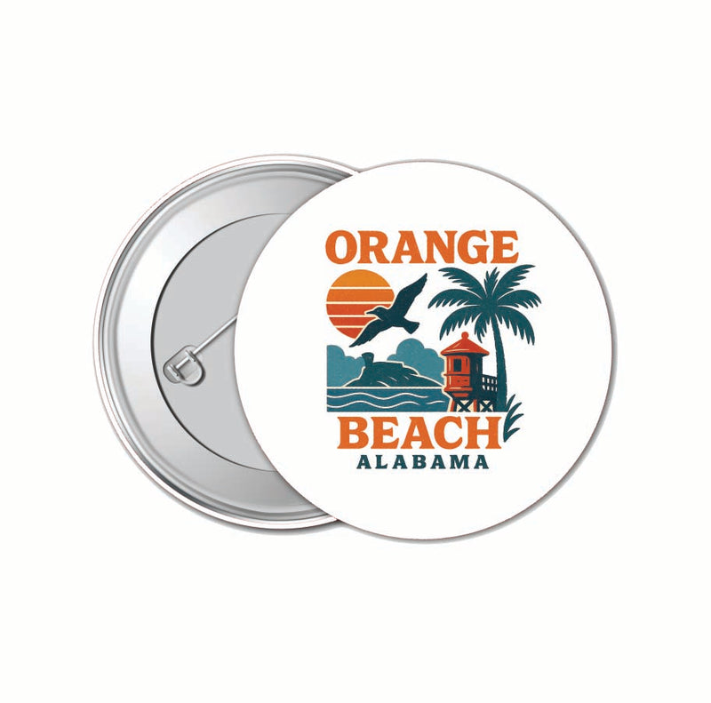 Orange Beach Alabama Vintage Design Souvenir 4 Pack Set - Small Button Pin 1-Inch