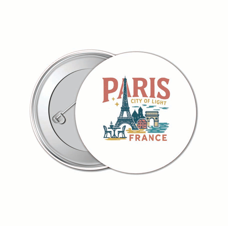 Paris France Vintage Design Souvenir 4 Pack Set - Small Button Pin 1-Inch