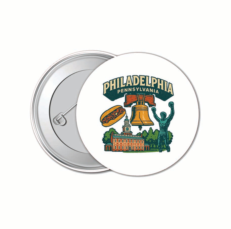 Philadelphia Pennsylvania Vintage Design Souvenir 4 Pack Set - Small Button Pin 1-Inch