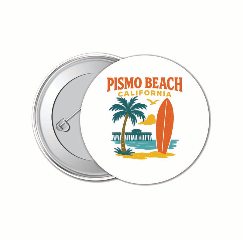 Pismo Beach California Vintage Design Souvenir 4 Pack Set - Small Button Pin 1-Inch