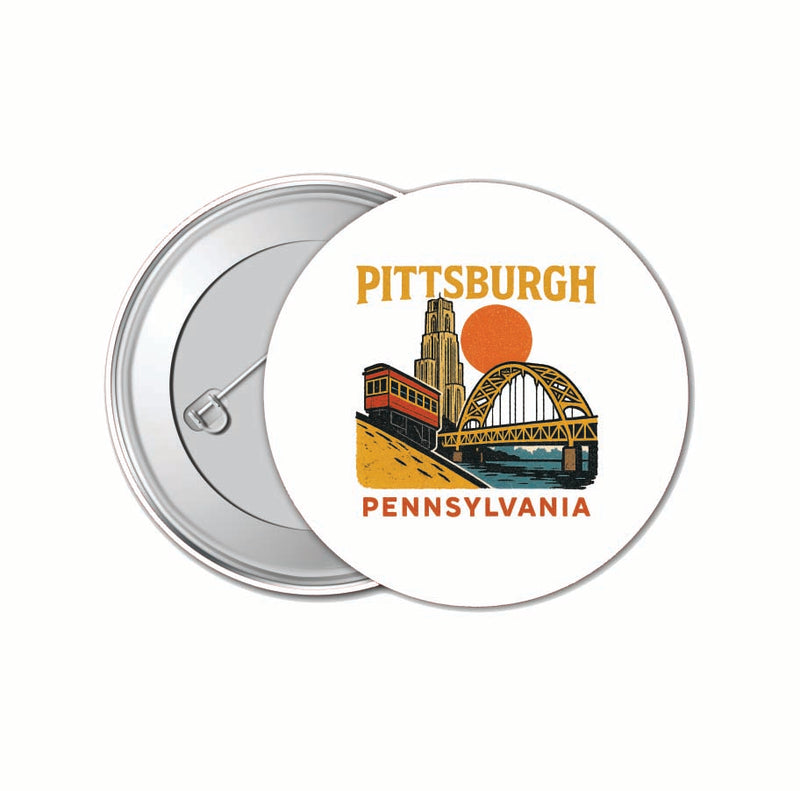 Pittsburgh Pennsylvania Vintage Design Souvenir 4 Pack Set - Small Button Pin 1-Inch
