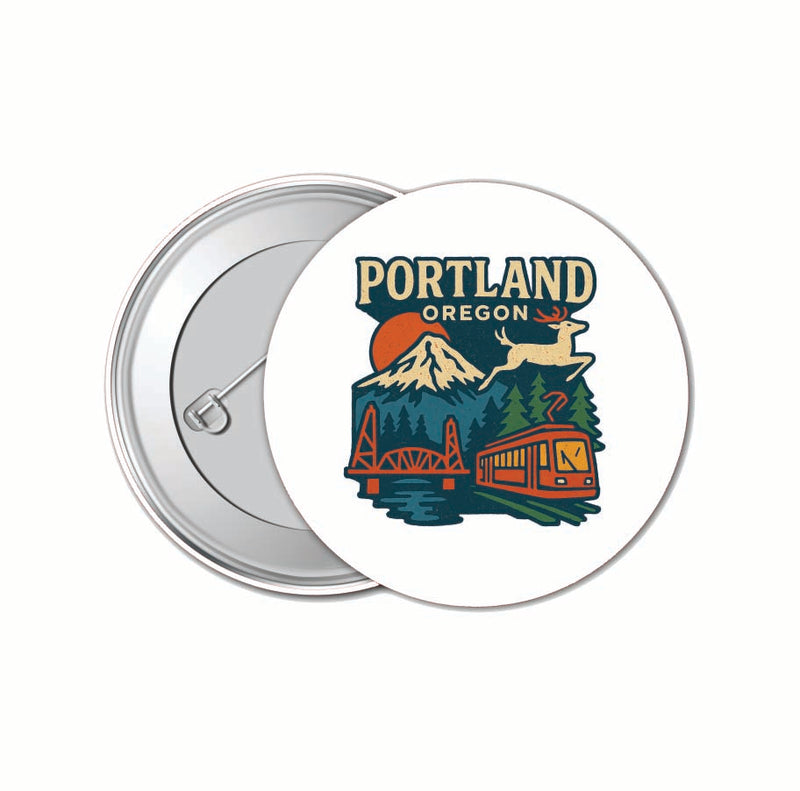 Portland Oregon Vintage Design Souvenir 4 Pack Set - Small Button Pin 1-Inch