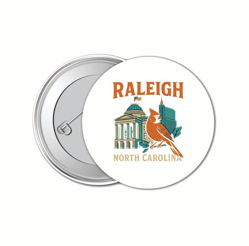 Raleigh North Carolina Vintage Design Souvenir 4 Pack Set - Small Button Pin 1-Inch