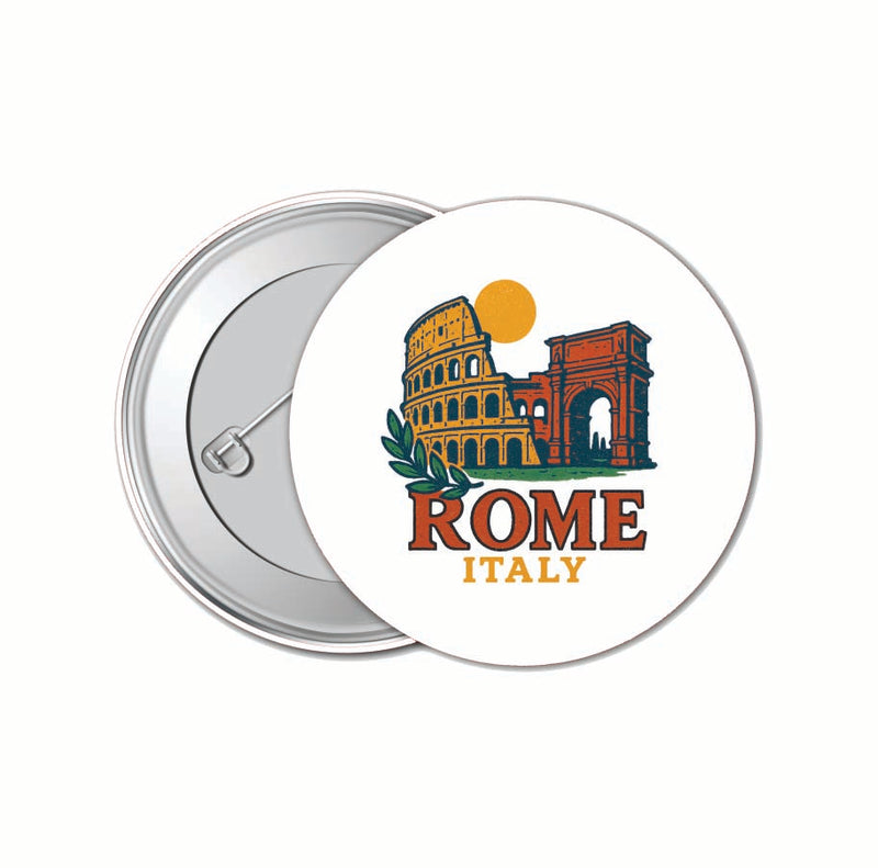 Rome Italy Vintage Design Souvenir 4 Pack Set - Small Button Pin 1-Inch