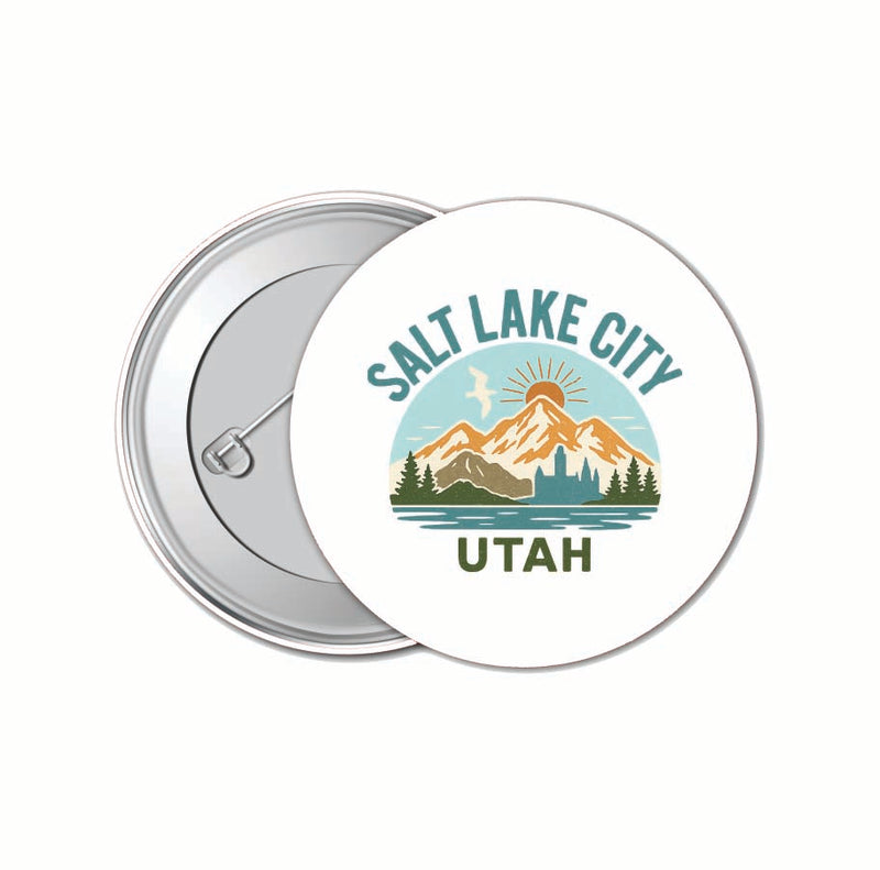 Salt Lake City Utah Vintage Design Souvenir 4 Pack Set - Small Button Pin 1-Inch
