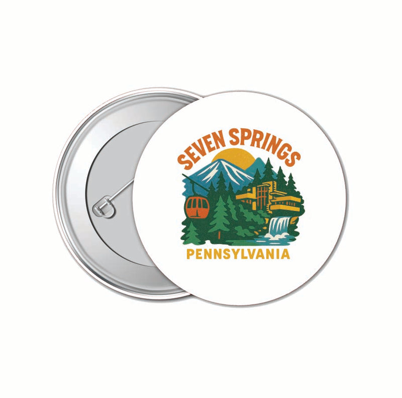 Seven Springs Pennsylvania Vintage Design Souvenir 4 Pack Set - Small Button Pin 1-Inch