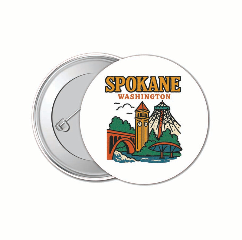 Spokane Washington Vintage Design Souvenir 4 Pack Set - Small Button Pin 1-Inch