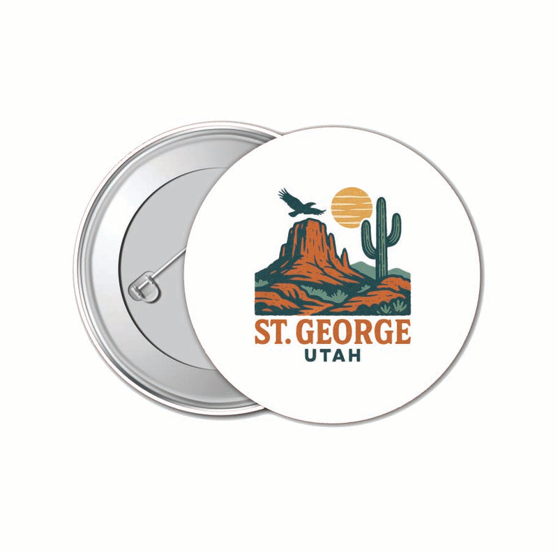 St. George Utah Vintage Design Souvenir 4 Pack Set - Small Button Pin 1-Inch