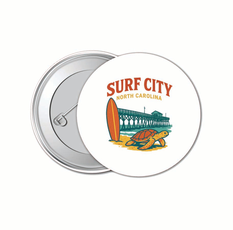 Surf City North Carolina Vintage Design Souvenir 4 Pack Set - Small Button Pin 1-Inch