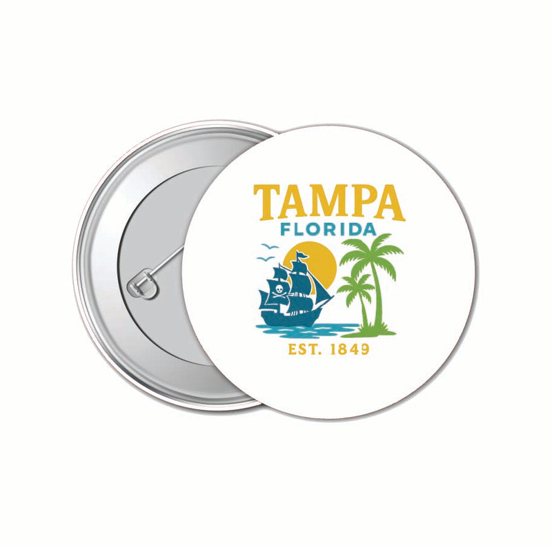 Tampa Florida Vintage Design Souvenir 4 Pack Set - Small Button Pin 1-Inch