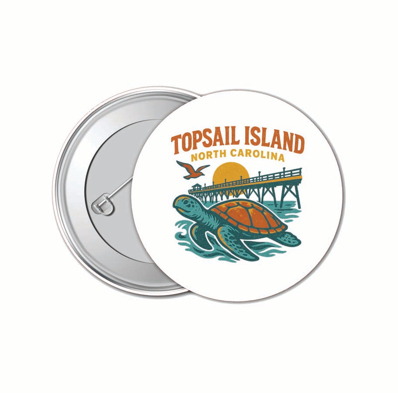 Topsail Island North Carolina Vintage Design Souvenir 4 Pack Set - Small Button Pin 1-Inch