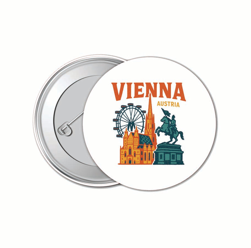 Vienna Austria Vintage Design Souvenir 4 Pack Set - Small Button Pin 1-Inch