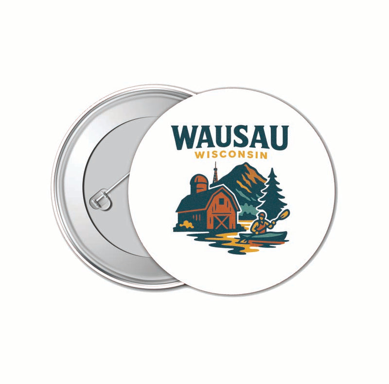 Wausau Wisconsin Vintage Design Souvenir 4 Pack Set - Small Button Pin 1-Inch