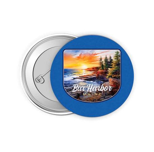 Bar Harbor Maine Design B Souvenir Small 2-Inch Button Pin 4 Pack