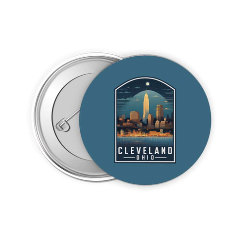 Cleveland Ohio Design A Souvenir Small 2-Inch Button Pin 4 Pack 