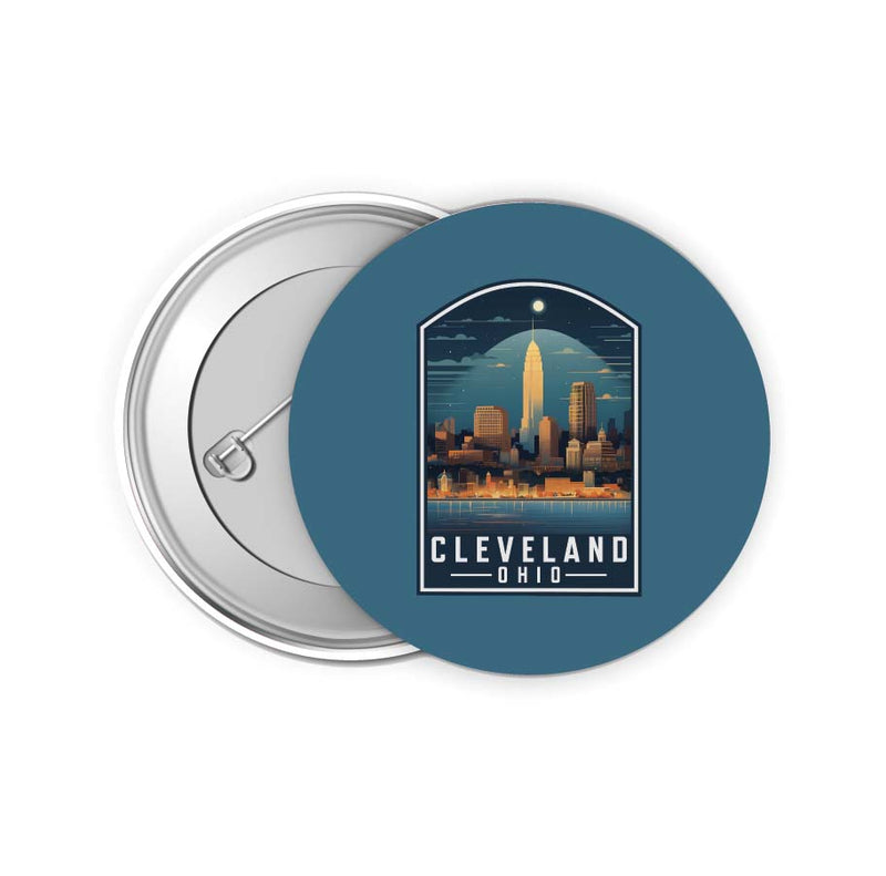Cleveland Ohio Design A Souvenir Small 2-Inch Button Pin 4 Pack 