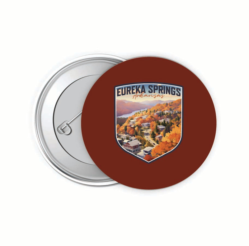 Eureka Springs Arkansas Little Switzerland of the Ozarks Design Souvenir Small 2-Inch Button Pin 4 Pack 