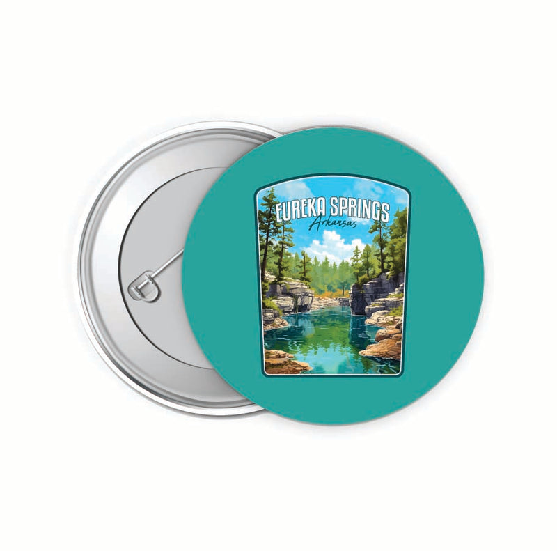 Eureka Springs Arkansas Natural Springs Design Souvenir Small 2-Inch Button Pin 4 Pack 