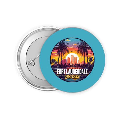 Fort Lauderdale Florida Design B Souvenir Small 2-Inch Button Pin 4 Pack 