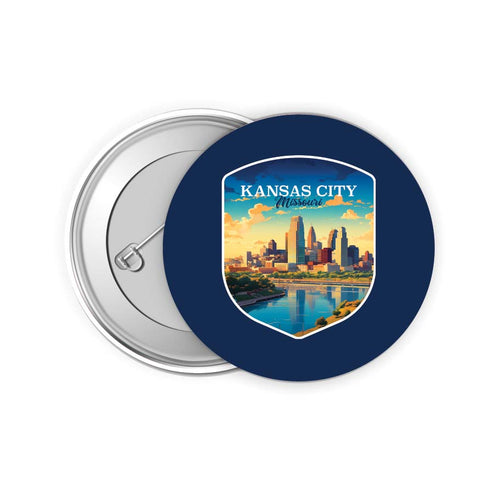 Kansas City Missouri Design A Souvenir Small 2-Inch Button Pin 4 Pack