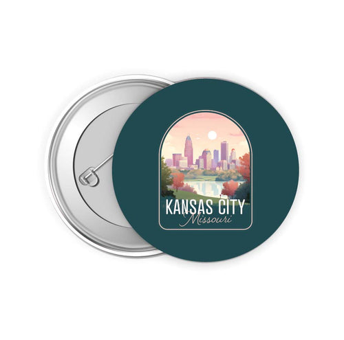 Kansas City Missouri Design B Souvenir Small 2-Inch Button Pin 4 Pack