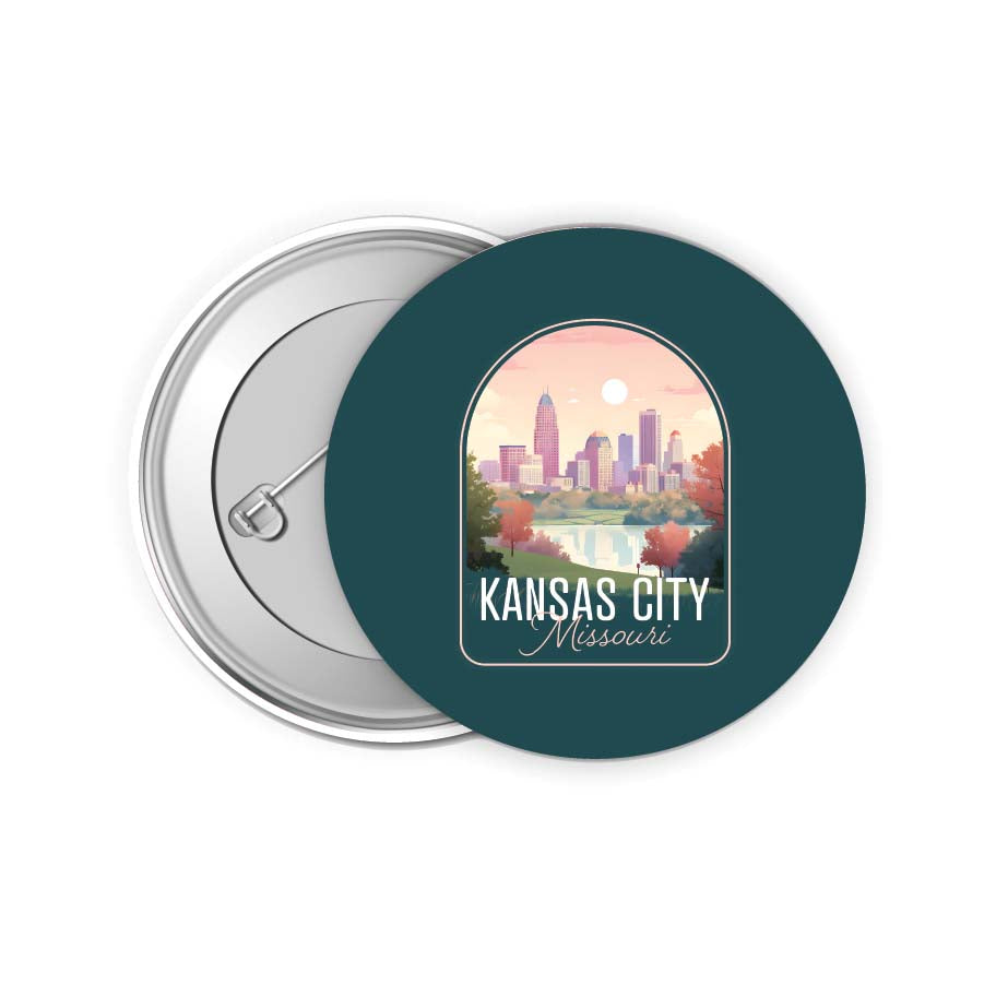 Kansas City Missouri Design B Souvenir Small 2-Inch Button Pin 4 Pack