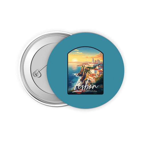 Lisbon Portugal Design B Souvenir Small 2-Inch Button Pin 4 Pack