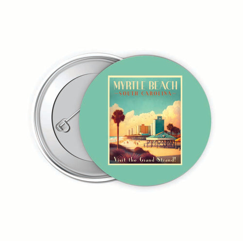 Myrtle Beach South Carolina Design A Souvenir Small 2-Inch Button Pin 4 Pack 