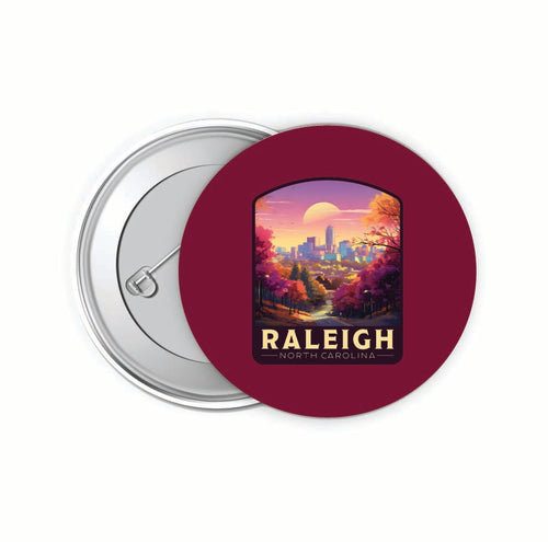 Raleigh North Carolina City of Oaks Design Souvenir Small 2-Inch Button Pin 4 Pack 