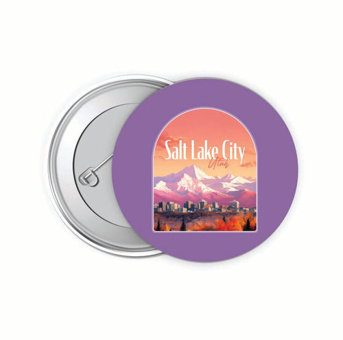 Salt Lake City Utah Design C Souvenir Small 2-Inch Button Pin 4 Pack 