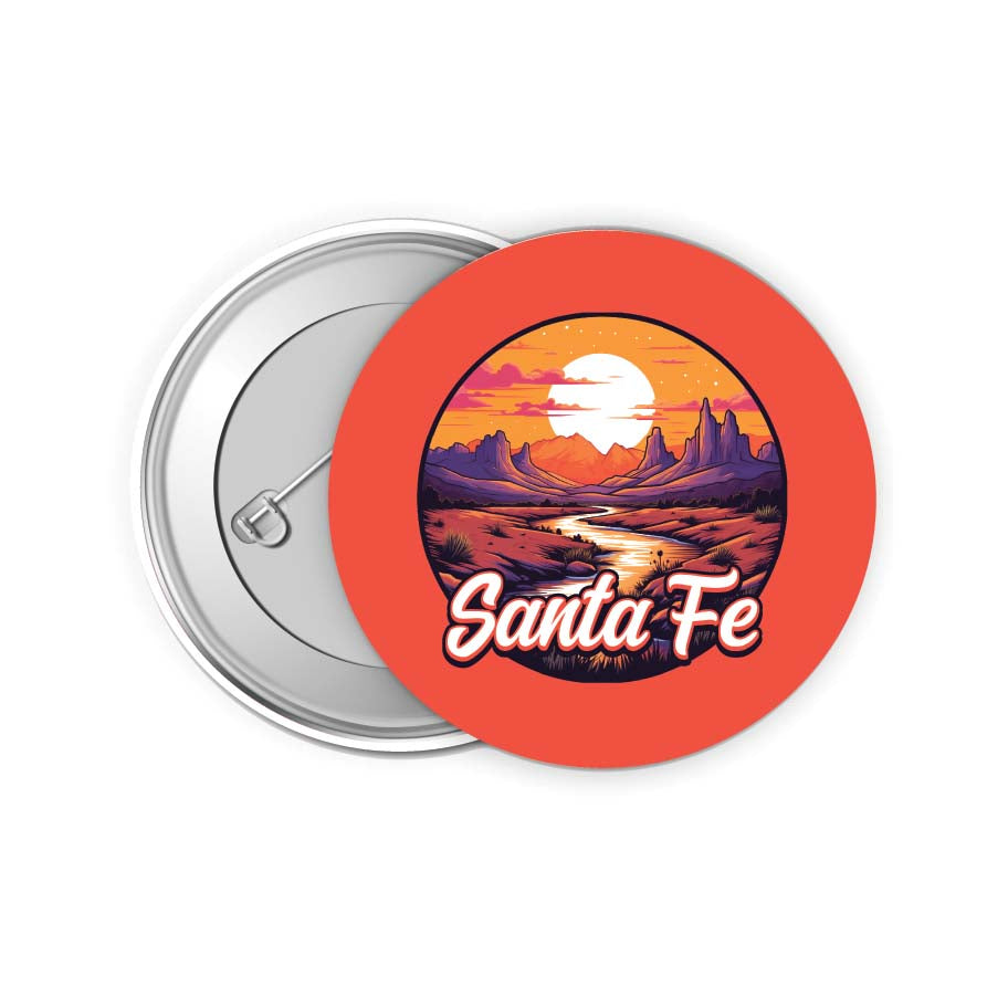Santa Fe New Mexico Design B Souvenir Small 2-Inch Button Pin 4 Pack 