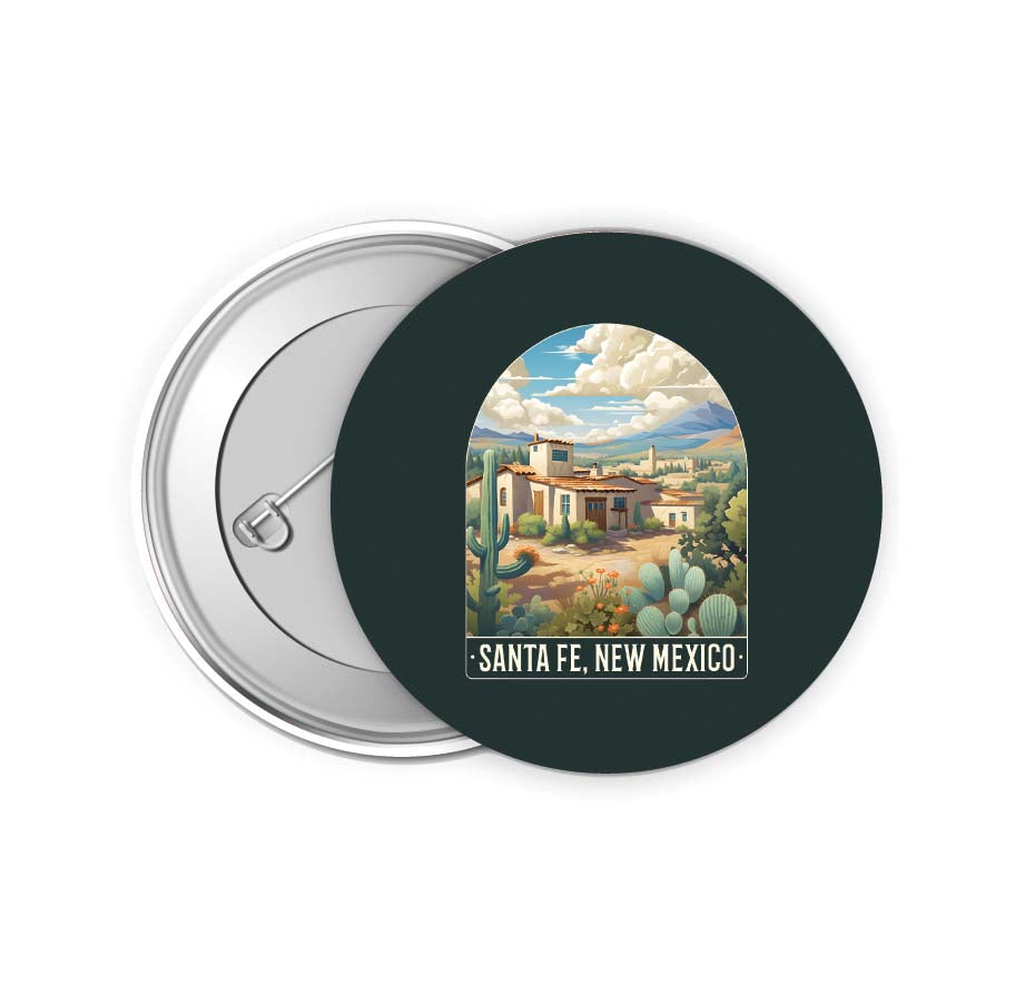 Santa Fe New Mexico Design C Souvenir Small 2-Inch Button Pin 4 Pack 
