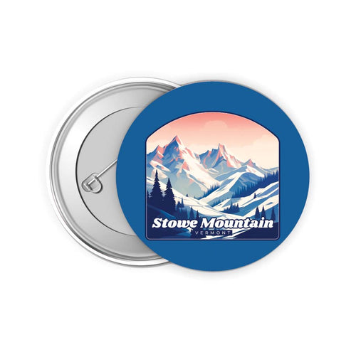 Stowe Mountain Vermont Design A Souvenir Small 2-Inch Button Pin 4 Pack 