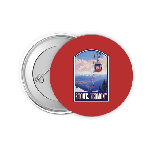 Stowe Mountain Vermont Design B Souvenir Small 2-Inch Button Pin 4 Pack 