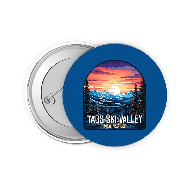 Taos Ski Valley Design B Souvenir Small 2-Inch Button Pin 4 Pack 