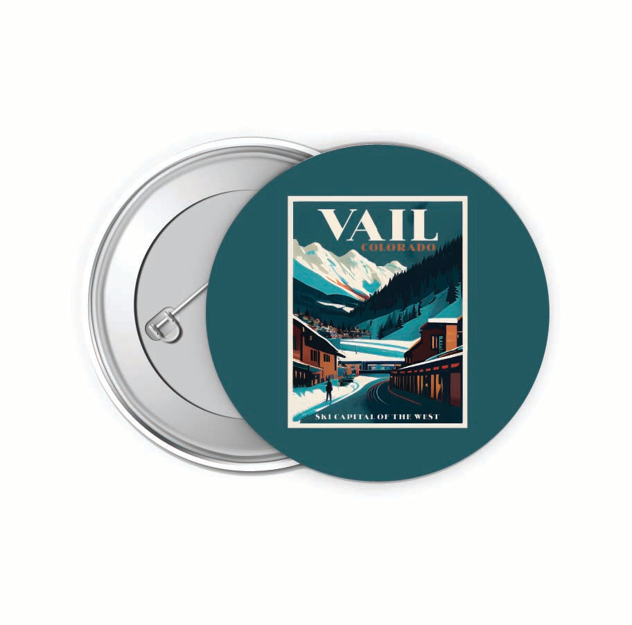 Vail Colorado Design B Souvenir Small 2-Inch Button Pin 4 Pack 