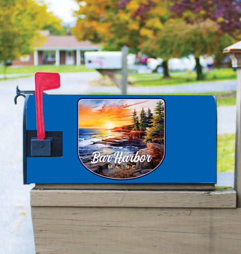 Bar Harbor Maine Design B Souvenir Magnetic Mailbox Cover
